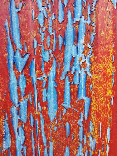 Grungy Peeling Paint Texture Red Blue Abstract Background