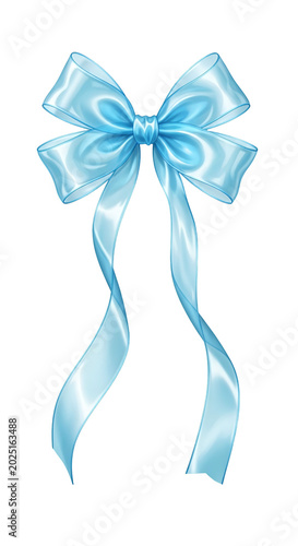 Light Blue Silk Bow Isolate...
