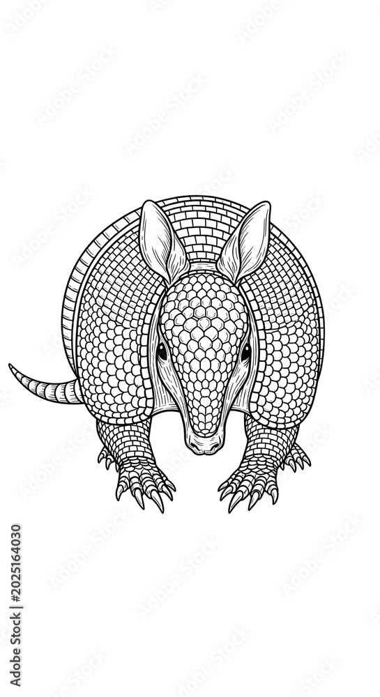 Obraz premium Line Art Armadillo Illustration Isolated Transparent Background
