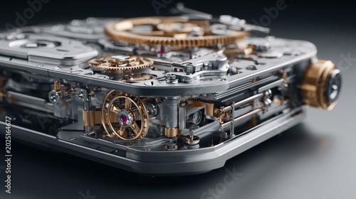 Intricate Close-Up of a Vintage Mechanical Watch Mechanism