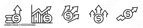 Foto Conjunto de iconos de crecimiento financiero
