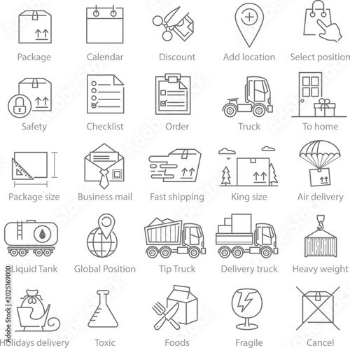 Logisctics and Delivery icons set