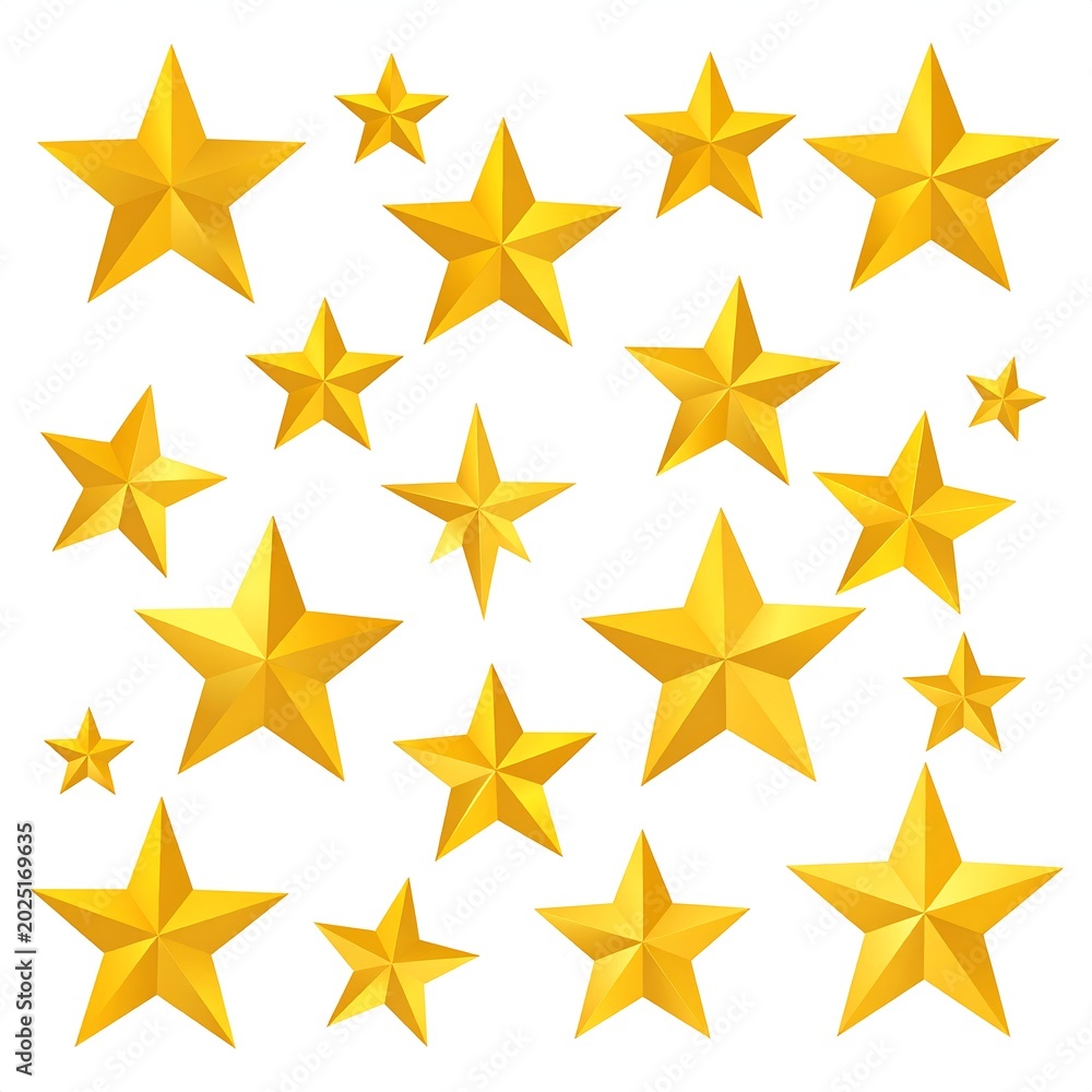 Obraz premium A collection of shiny gold stars on a white background