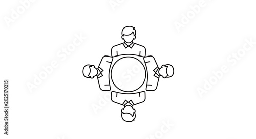 Business team meeting, corporate strategy, flat design icons, teamwork collaboration