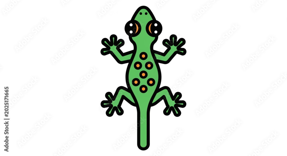Fototapeta premium Green Gecko Lizard Cartoon Illustration.