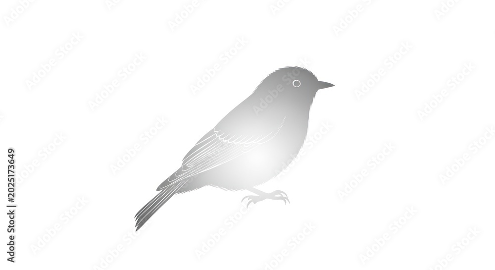 Obraz premium Monochromatic bird silhouette against white background for design