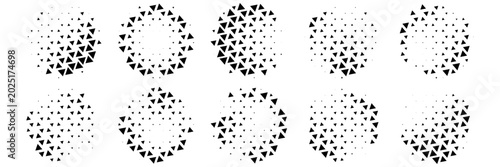 Фотография Black concentric circle set. Sonar or sound wave ring collection