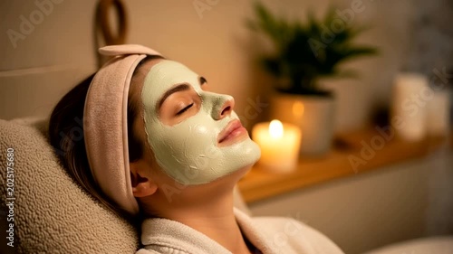 Woman Relaxing with Facial Mask in Spa Setting