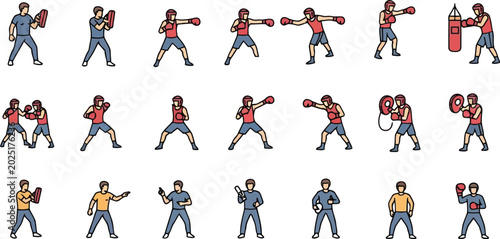 Foto Boxer Punching Sequence Isolated on White Background, Dynamic Martial Arts Actio
