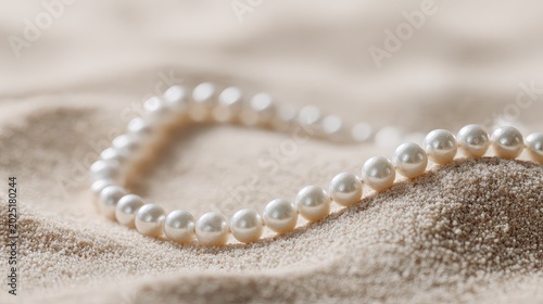 Elegant Pearl Necklace on Soft Sandy Background for Elegant Displays