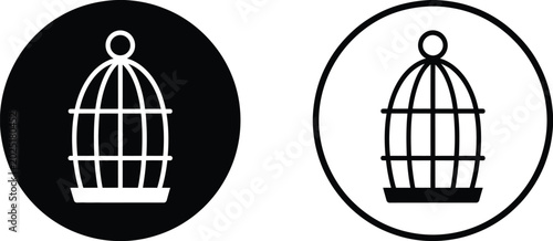 Cuadro en lienzo Black and white birdcage silhouette