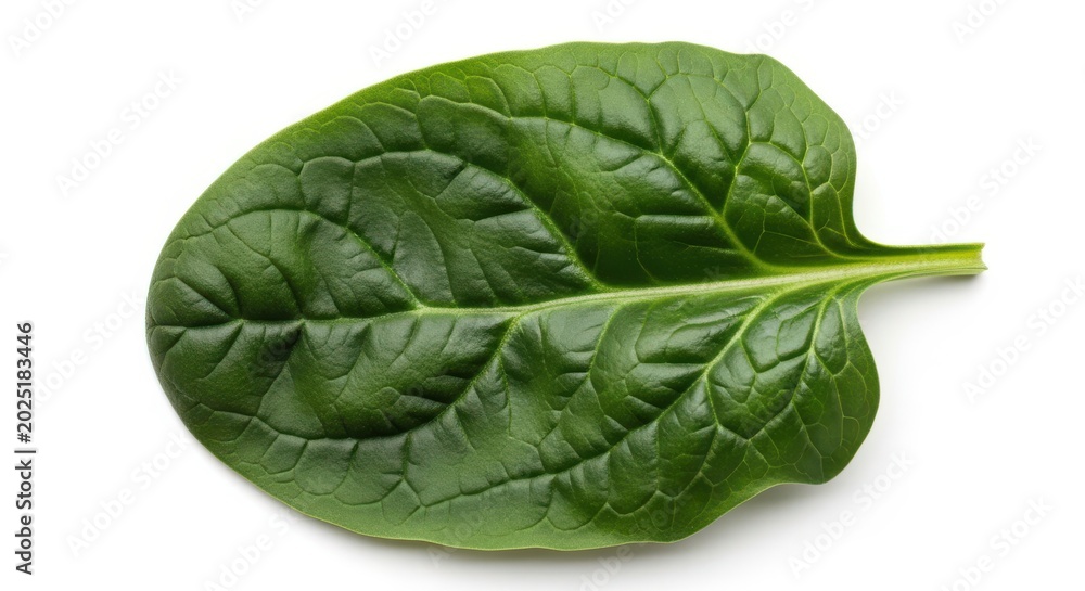 Fototapeta premium Fresh green spinach leaf isolated on white background