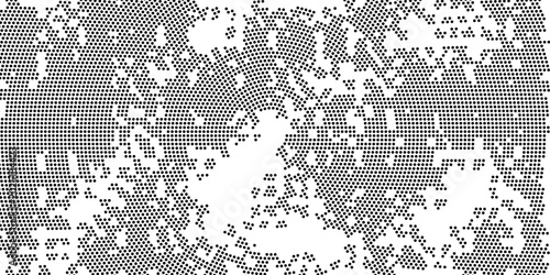 Obraz na płótnie Vintage pop art vector illustration with black and white halftone dots and textured circular design, ideal for posters, websites, packaging, banners, and creative print media