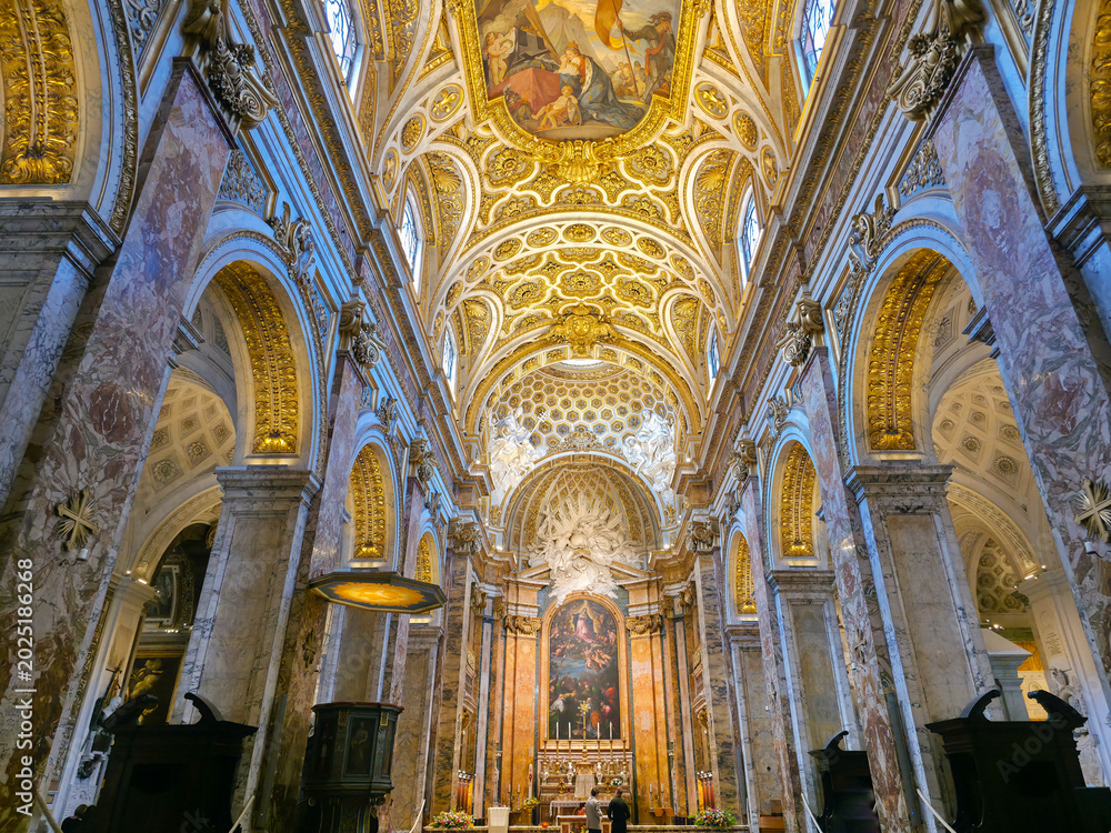 Fototapeta premium Interior view of San Luigi dei Francesi church nave in Rome, Italy