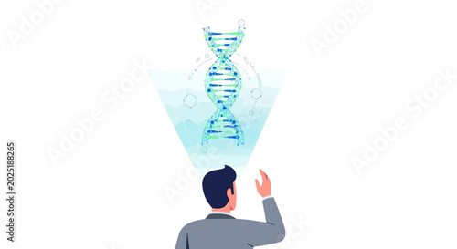 Abstract illustration of dna strand and person in the style of a graphic design
