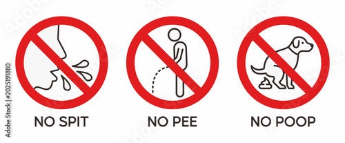 Bild auf Leinwand Warning sign No Spit, No Pee, and No Poop