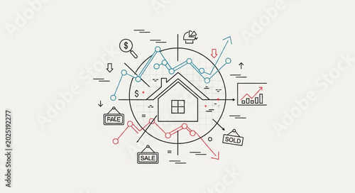 Real Estate Market Analysis and Growth Strategy Diagram.