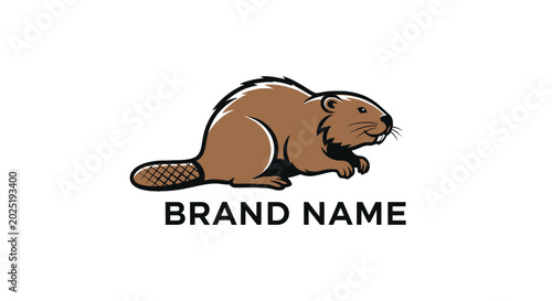 Canvastavla Brown Beaver Sitting on Ground.