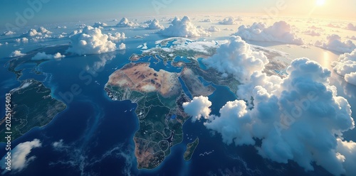 Earth from above with swirling clouds and oceans, cloud, ocean