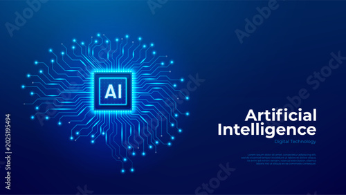 Fotografía Innovation AI brain with microprocessor