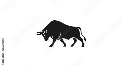Quadro em tela Black bull silhouette walking forward.
