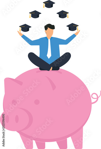 Canvas Print Businessman falling away from success blocks representing career downfall and business failure, showing unstable foundation and financial crisis risk management concept