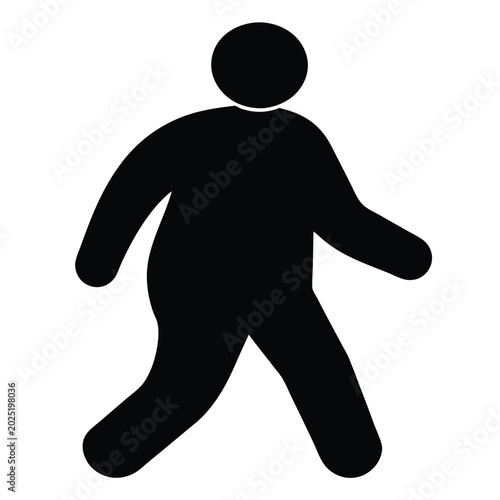 Silhouette of a person walking, symbolizing movement and activity on white background