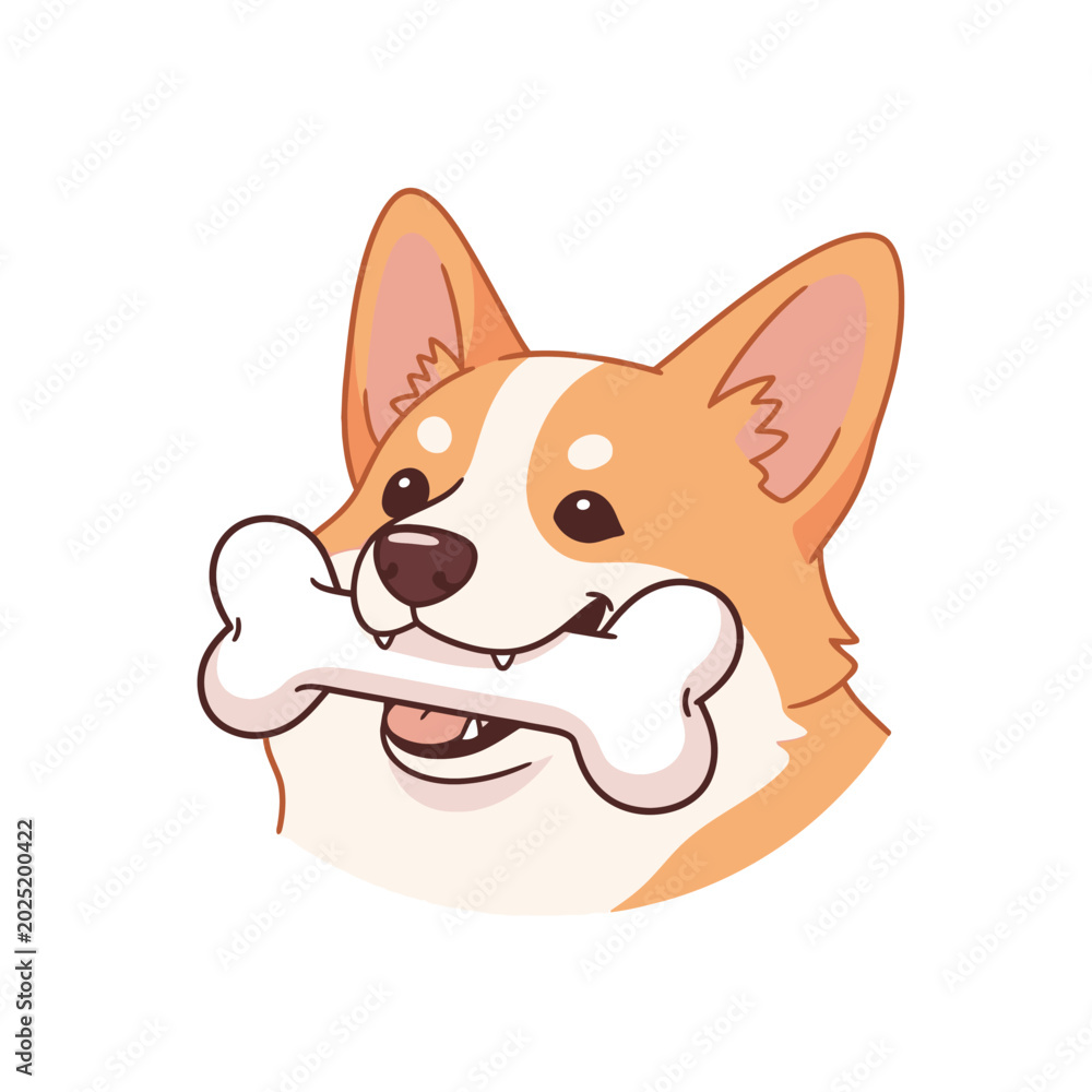 Fotografie Corgi dog with big white bone.
