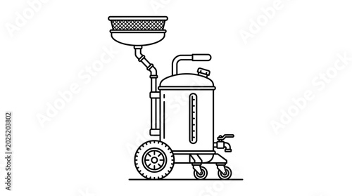 Foto Mobile Oil Drainer or Fluid Extractor Equipment on Wheels on an Isolated White Background, conveying automotive maintenance and service
