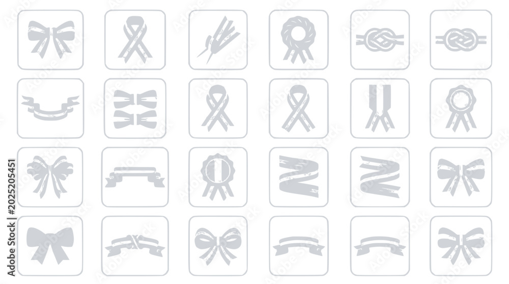 Fototapeta premium Ribbon and Bow Icons: Decorative Emblems, Awards, and Symbols Set