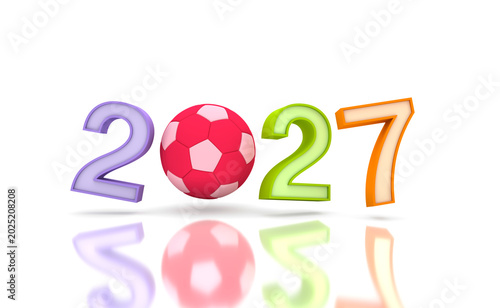 New Year 2027 Creative Design Concept with football - 3D Rendered Image