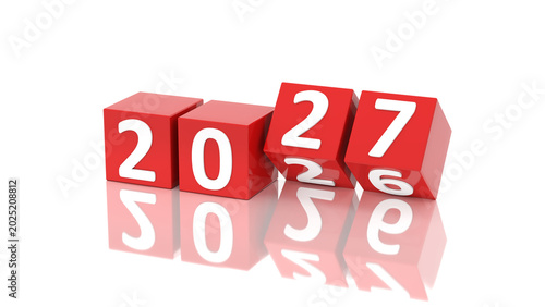 New Year 2027 Creative Design Concept with cube blocks - 3D Rendered Image