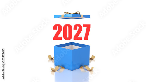 New Year 2027 Creative Design Concept with Gift Box - 3D Rendered Image