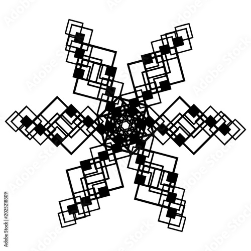 Geometric Mandala Snowflake Line Art Illustration