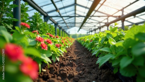 High Tech Greenhouse with AR Statistics and Plant Monitoring System, sensor technology, green house