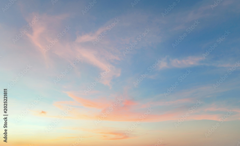 Fototapeta premium Soft clouds drift across a gentle blue sky
