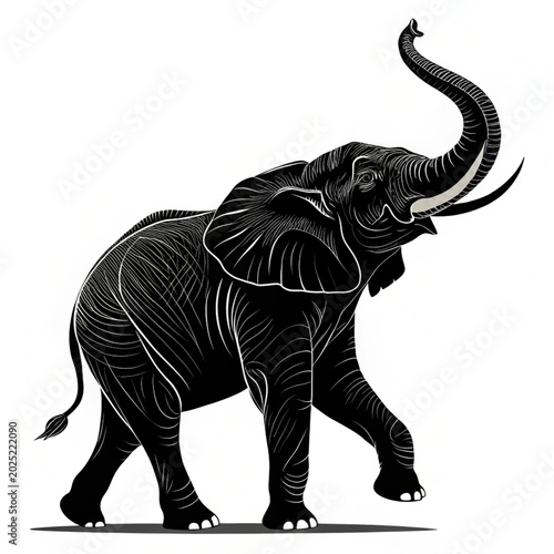 elephant silhouette isolated on white background