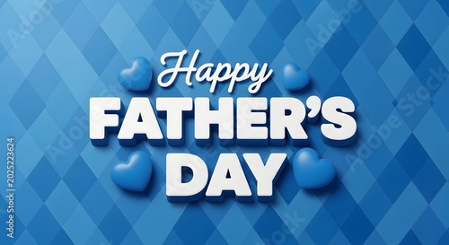 Happy father's day card blue diamond pattern background for celebrations