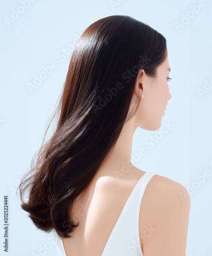Naklejka 日本人, 女性, 10代, 20代, 後ろ姿, ヘアケア, 美肌, 黒髪, ロングヘア, 白背景, スキンケア, 背中, 振り返る, 透明感, 清潔感, 爽やか, ポートレート, キャミソール, 白, 輝き, 素肌, 美容, ナチュラル, 健康的, ライフスタイル, 1人, 切り抜き, コピースペース, 広告素材, 基礎化粧品, 若い, z世代, 清楚, 髪, ツヤ髪, サロン, 美容室, ボディ