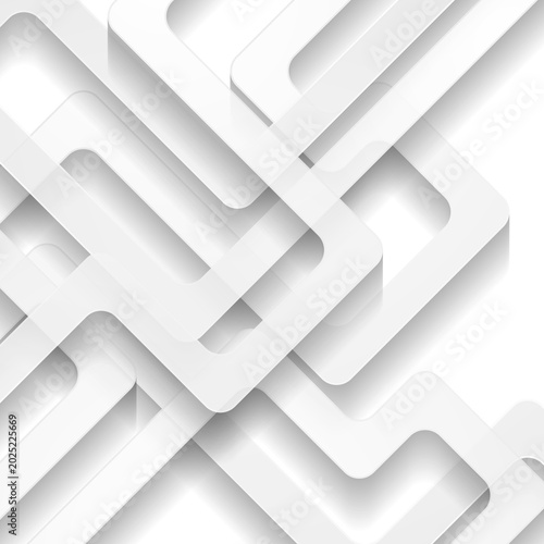 White 3D Overlapping Rounded Geometric Abstract Background