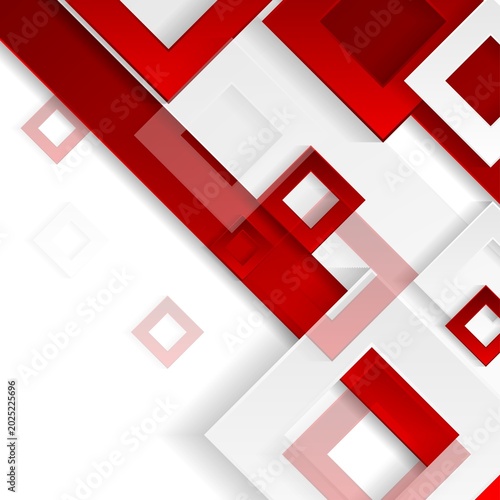 Red Luxury Geometric Abstract Background with Glossy Squares