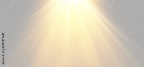 Konstfotografi Cinematic golden spotlight with volumetric light rays from top center