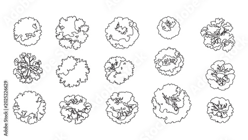 Cuadro en lienzo Set of trees top view for landscape design