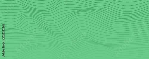 Obraz na płótnie Green colorful curvy geometric lines wave pattern texture on colorful background