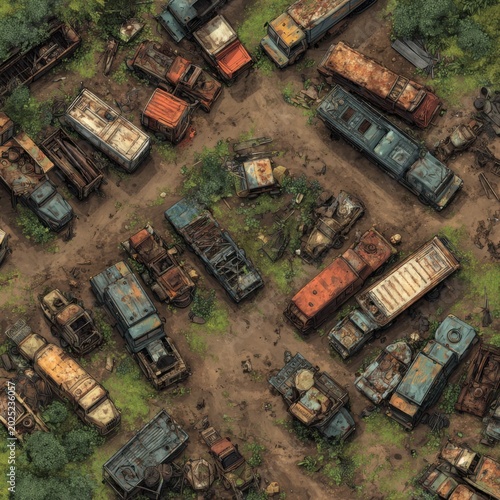 Abandoned military vehicle storage yard 4