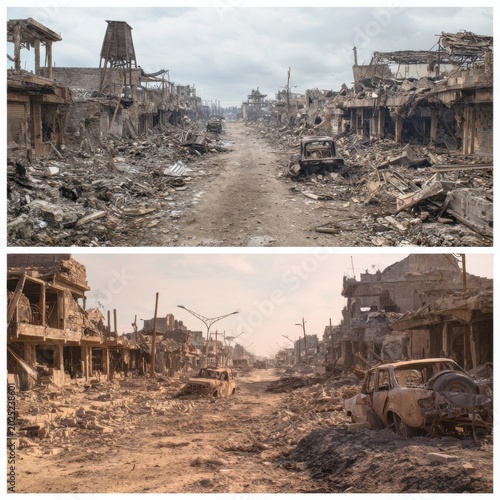 War Torn Village with Collapsed Homes 3