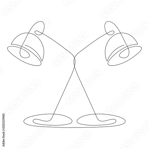 Table lamp isolated on white background. One line art continuous interior lamp vector illustration.