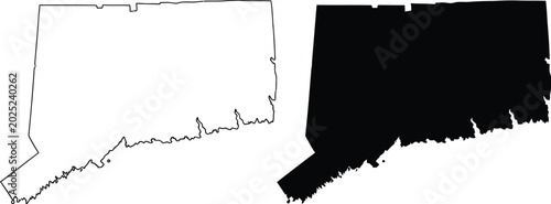Connecticut state map outline and silhouette shape Vector