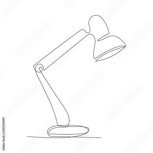 Table lamp isolated on white background. One line art continuous interior lamp vector illustration.