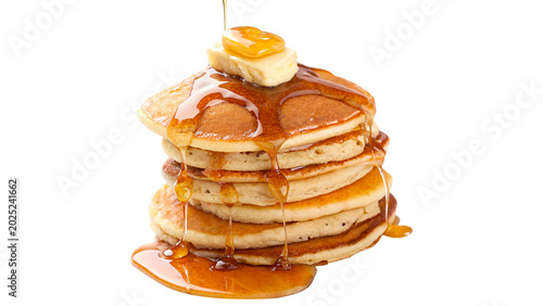 Tableau sur toile A delicious stack of hot homemade buttermilk pancakes topped with melting butter